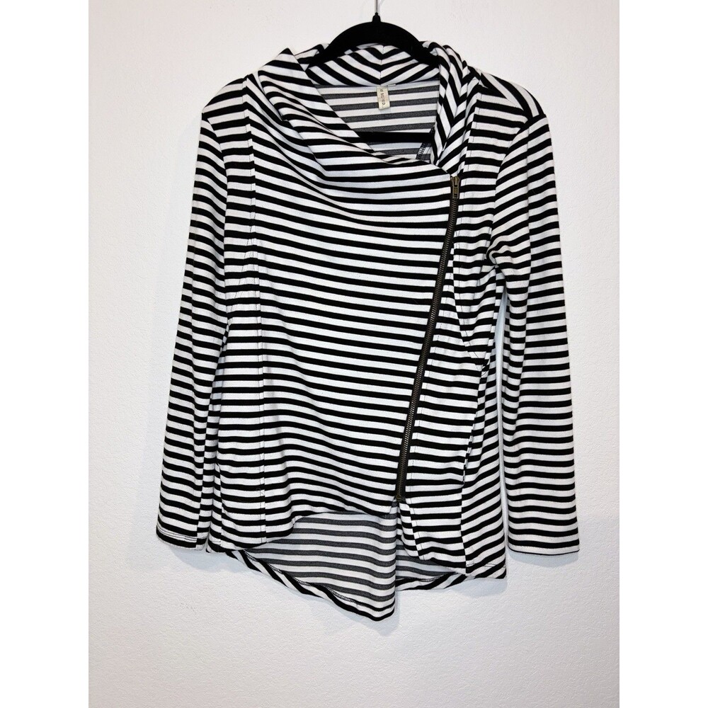 My Beloved Black White Striped Sweater Jacket Women’s Size M